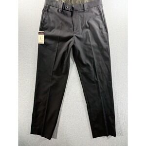 Brook Taverner Monaco Men's Dress Pants 32S Black Flat Front Stretch NWT